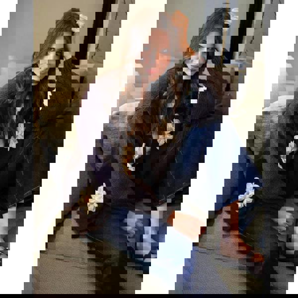 Blue Vanilla Daisy Large Flower Cardigan - Brown