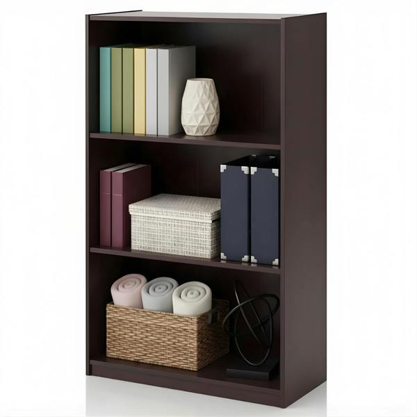 WALPLUS Basic 3-Tier Bookcase Storage Shelves, Dark Walnut | High Quality Decorative Wall Design