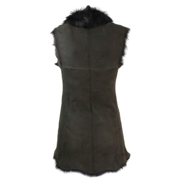 Leather Company Women's Spanish Toscana Shearling Sheepskin Brown Leather Waistcoat