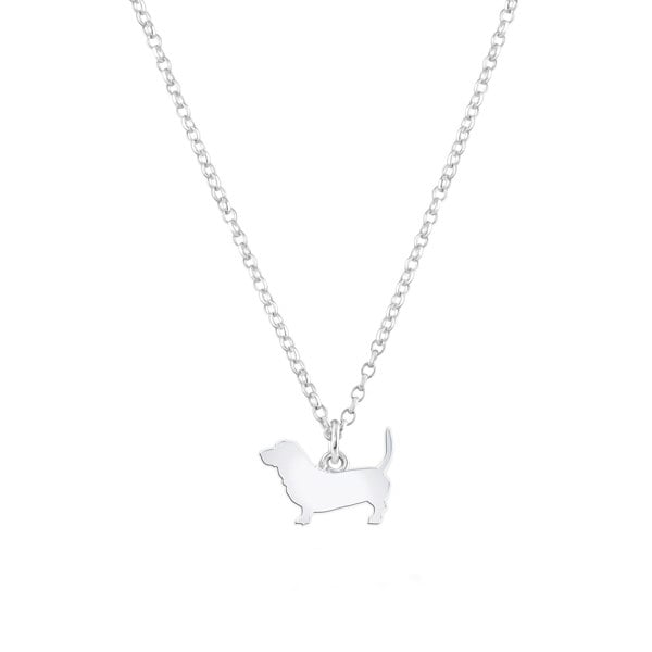 Basset Bleu de Gascogne Silhouette Silver Necklace - Personalised - MYLEE London