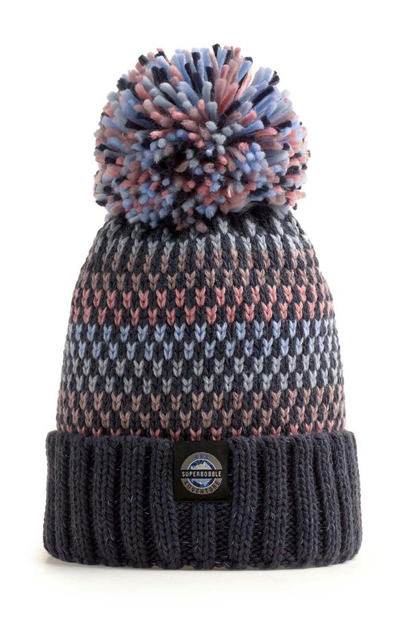 SuperBobble Nordic Knit Beanie Bobble Hat - Pink Sapphire