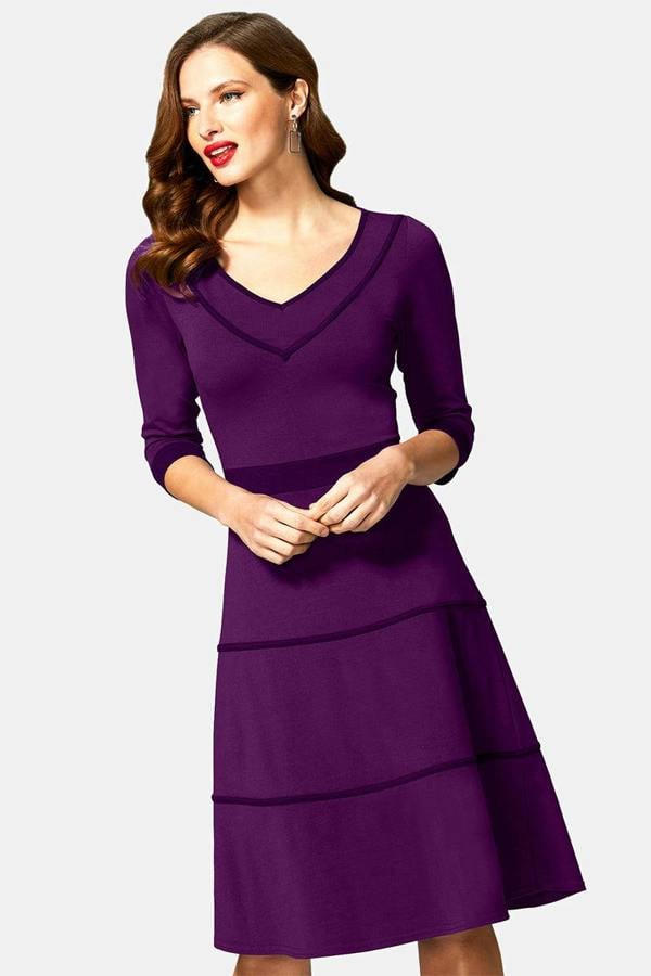 HotSquash V Neck Dress with Contrast piping