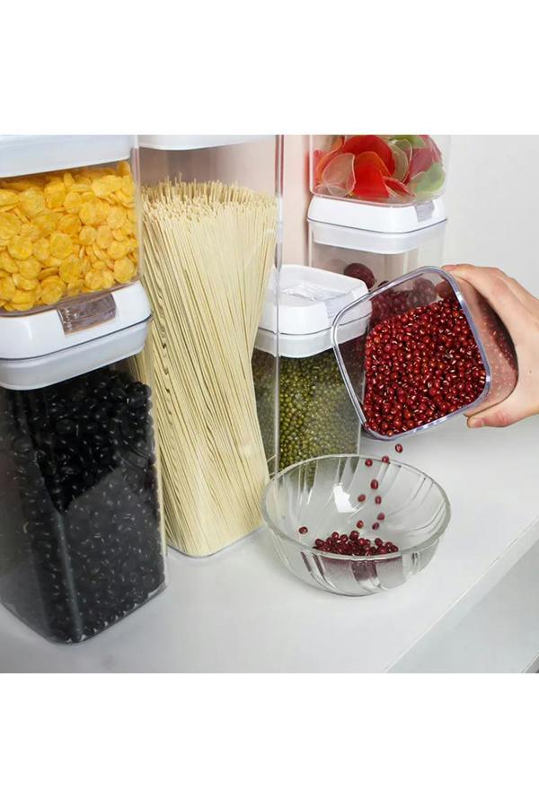 Living and Home 7Pcs Airtight Food Dry Grain Cereal  Storage Containers 6.9L with Clasp Lids （0.5*2+0.8*2+1.2*2+1.9L）