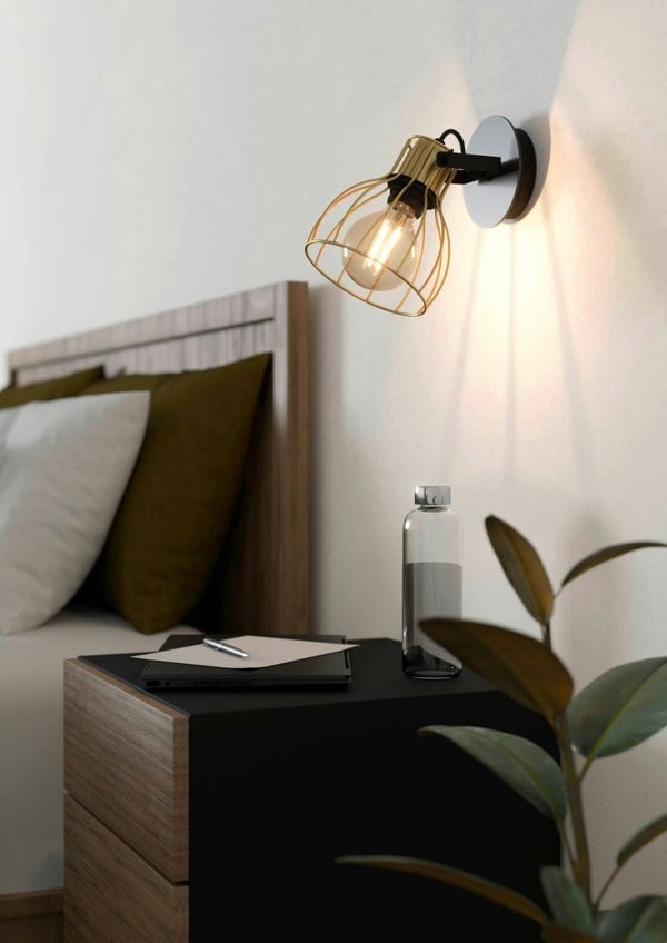 EGLO Sambatello Exposed/Brushed Brass Lightbulb Wall/Ceiling Spotlight