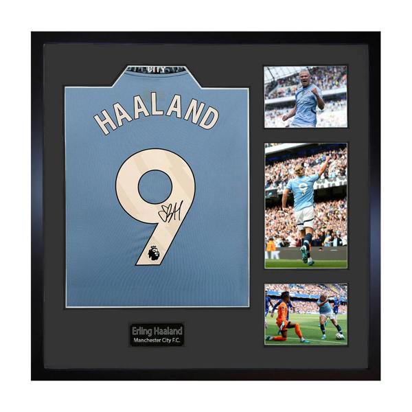 Erling Haaland Signed Manchester City Shirt Elite Frame (ACG)