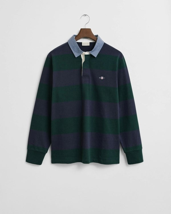 GANT Mens Regular Fit Chambray Stripe Heavy Rugger - 374 Tartan Green