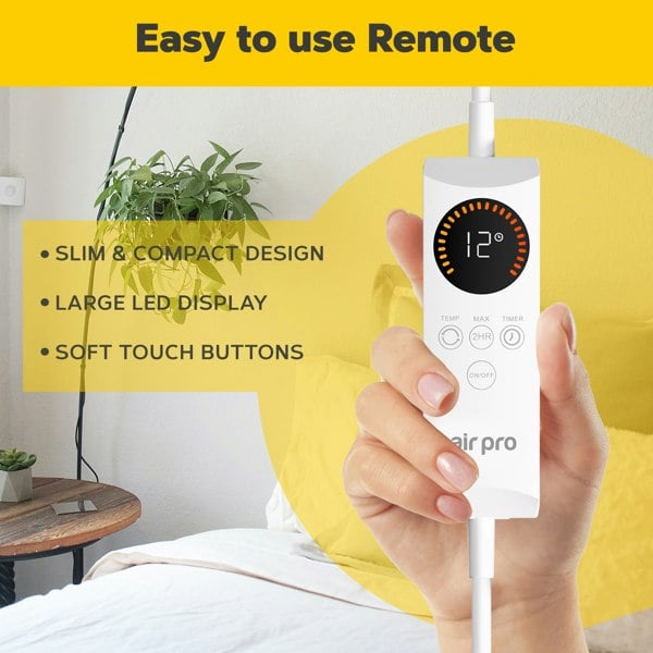 Air Pro Fleece Electric Under Blanket - Fitted Heated Mattress Cover with Controller - Super King - 180x200cm