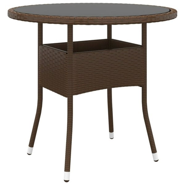 Berkfield Garden Table Ì÷80x75 cm Tempered Glass and Poly Rattan Brown