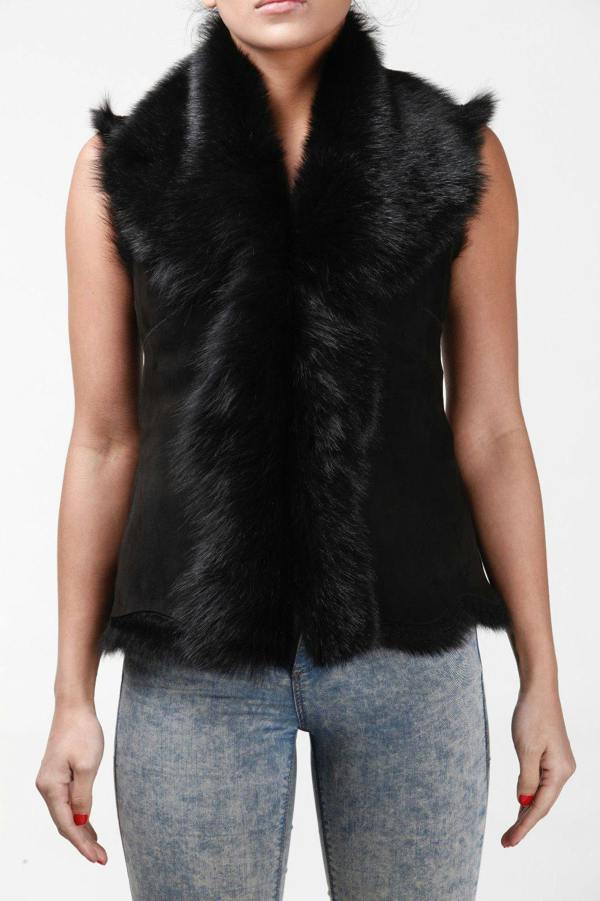 Infinity Leather Women's Toscana Sheepskin Short Gilet-Denver