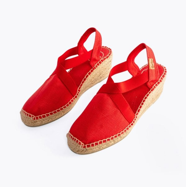 Toni Pons TER Womens Vegan Wedge Espadrilles Red