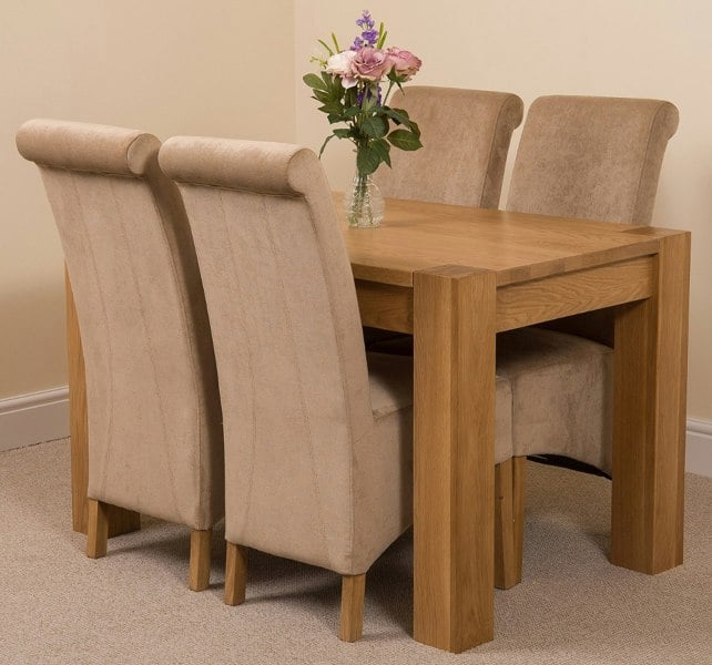 That's Furniture Kuba Small Oak Dining Table with Montana Fabric Chairs