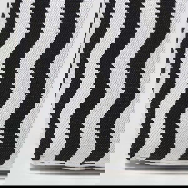 HOMESCAPES Black and White Chevron Style Bean Footstool