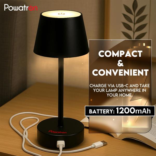 Powatron Bedside LED Lamp with Bluetooth Speaker Touch Control Night Lamp for Bedroom with Adjustable Brightness & 3 Light Modes