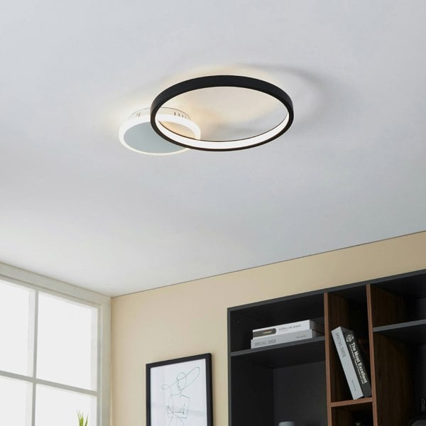 EGLO Gafares LED Black And White Flush Ceiling Light