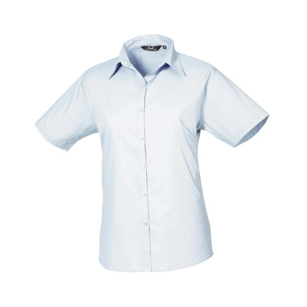 Premier Womens/Ladies Poplin Short-Sleeved Blouse - Light Blue