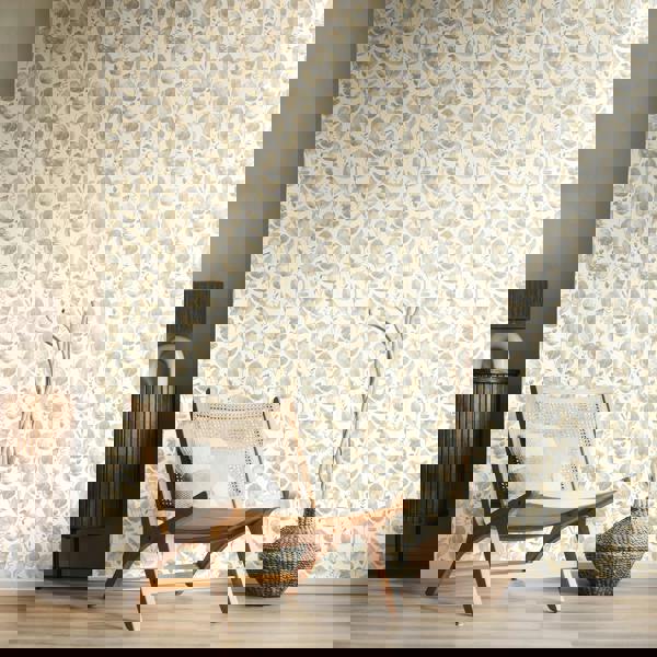 Hoopla Walls Watercolour Leaves - Oyster 10m Wallpaper