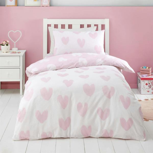 Brushed Hearts Pink Duvet Cover Set