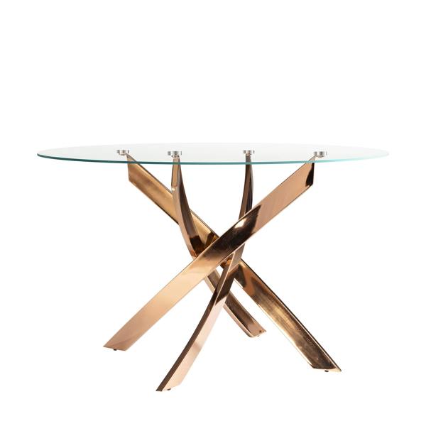 Angel Cerdá Round dining table tempered glass and pink steel 1169