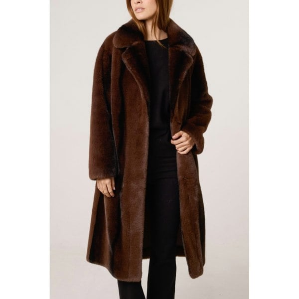 Blue Vanilla Faux Fur Midi Coat