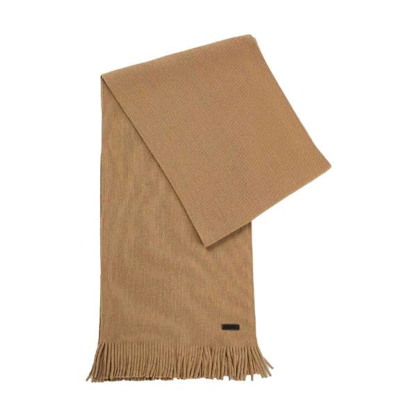 Boss Mens Albas Virgin Wool Logo Scarf - Beige - 