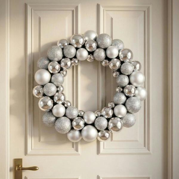 Garden Greatness Traditional Silver Christmas Bauble Wreath