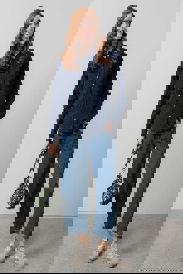 Lily & Me Patsy Textured Jacquard Shirt Navy