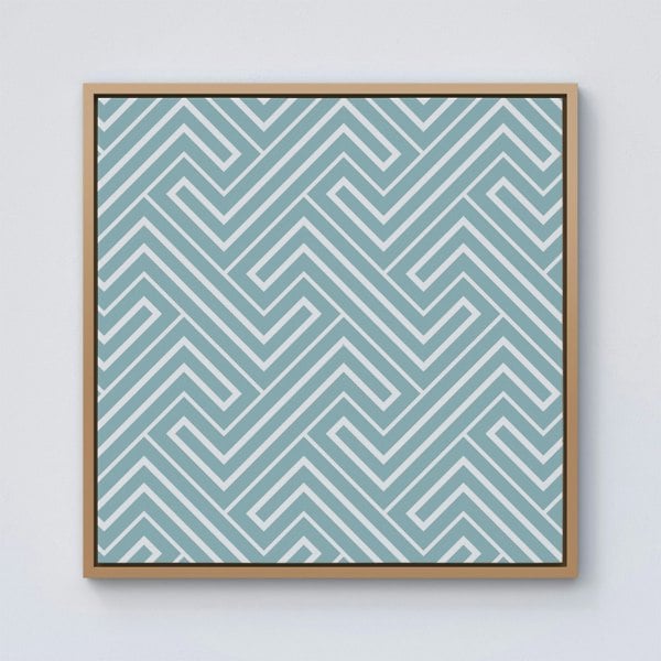 Warren Reed Blue And White Geometric Pattern Framed Canvas