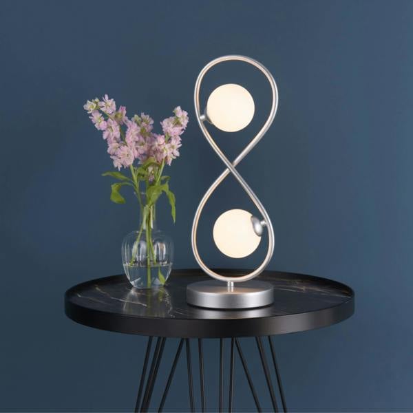 Lena 2 Light Matte Silver Table Lamp