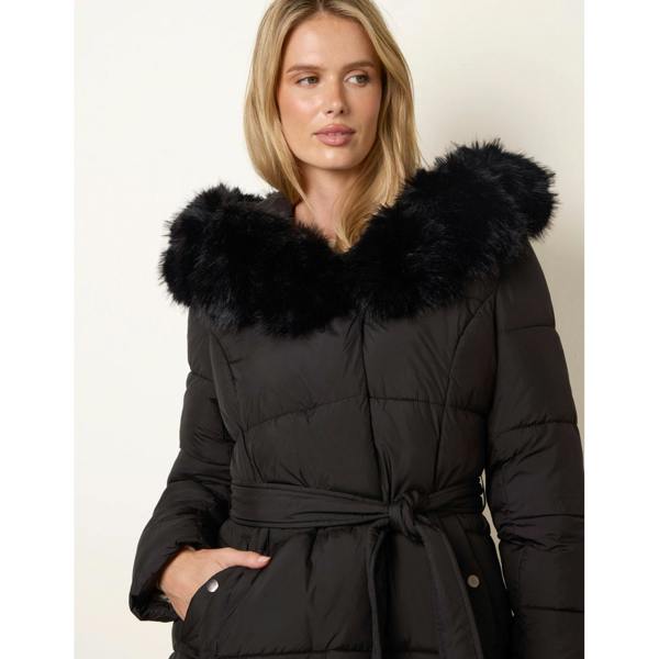 Blue Vanilla Pelted Faux Fur Short Puffer
