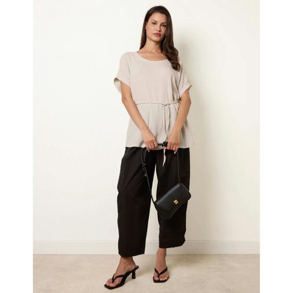 Blue Vanilla Belted Wide Sleeve Top