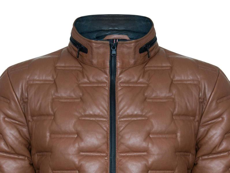 Infinity Leather Men's Puffer Quilted Bomber Leather Jacket - Recife