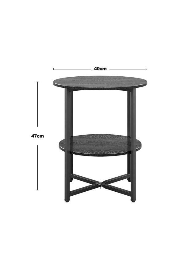 Living and Home Black Small Round Coffee Table with 2 Tier