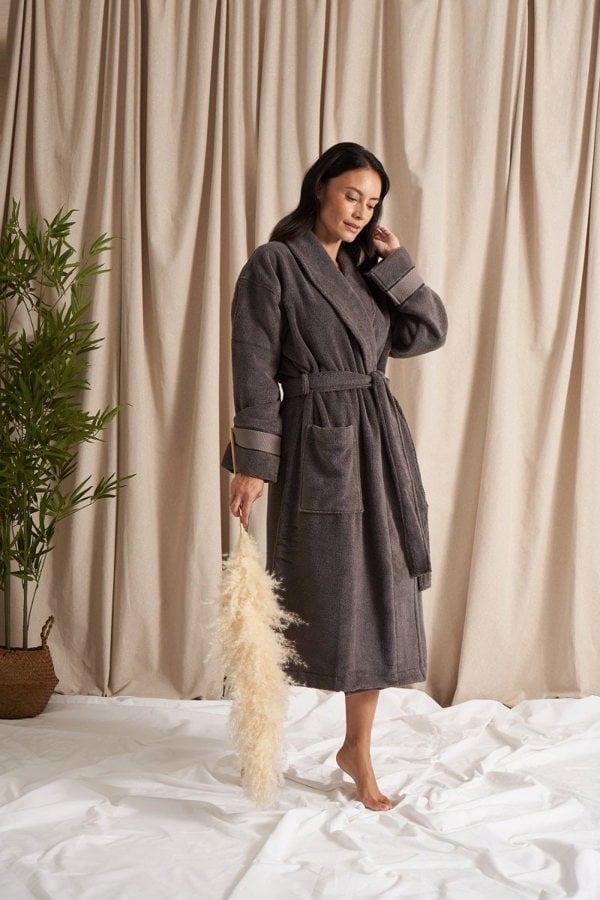 Bamboo Towelling Robe in Smoke GreyHomeware