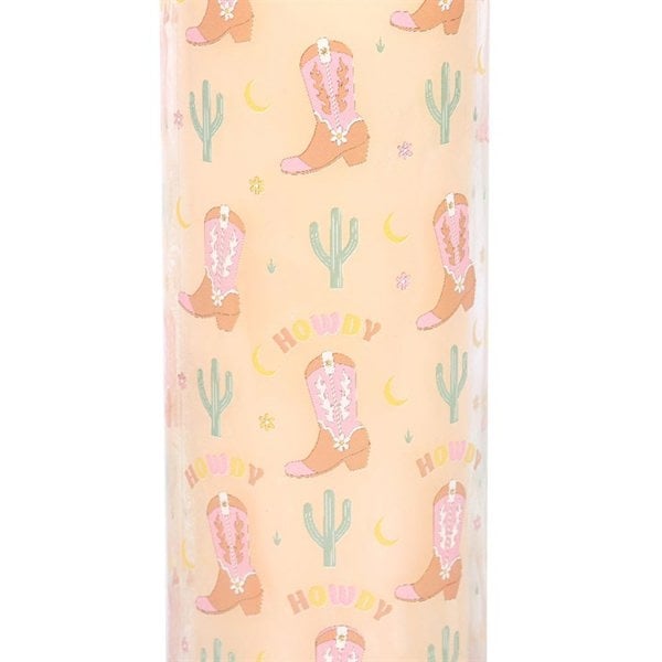 Serano Howdy Cowboy Boot Print Floral Tube Candle