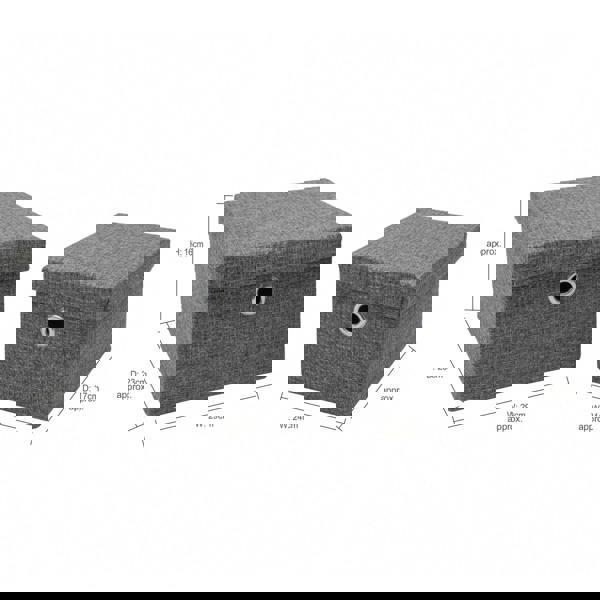 JVL Chroma Rectangular Lidded Fabric Storage Baskets for Home Organisation, Set of 2, Grey