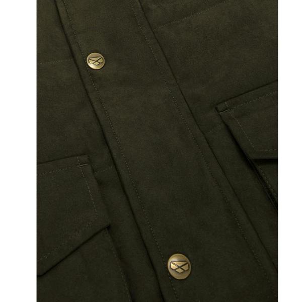 Brass press studs on mans quilted jacket perfect for shooting and hunting