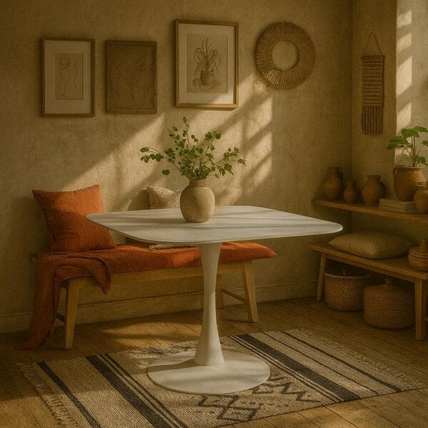 Wyld Haus Cloverfern White Ceramic Square Dining Table