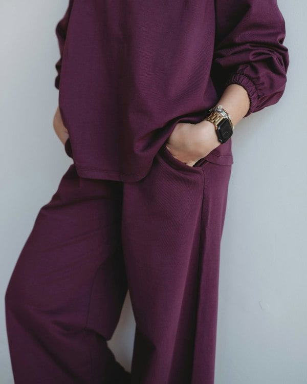 Organic coton Noor Purple Wide Leg Trousers- image 3