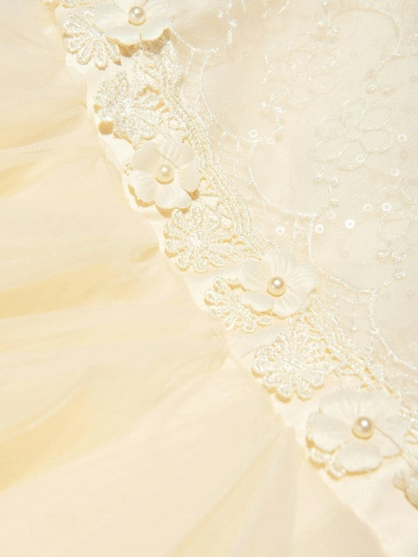 iAMe Girls Tulle Tiered Dress in Cream