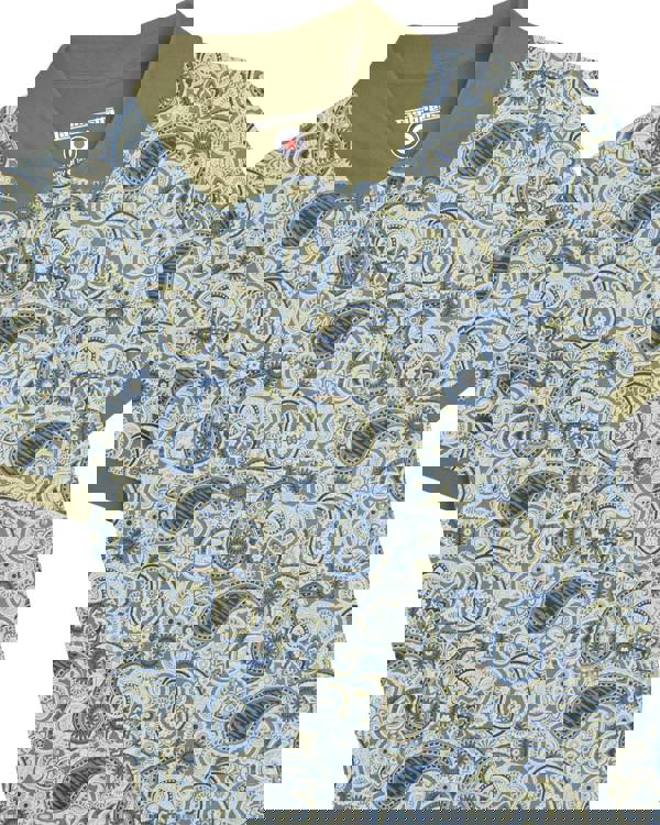 Lambretta Mens Classic Paisley Print Mod Retro Ska Casual Polo