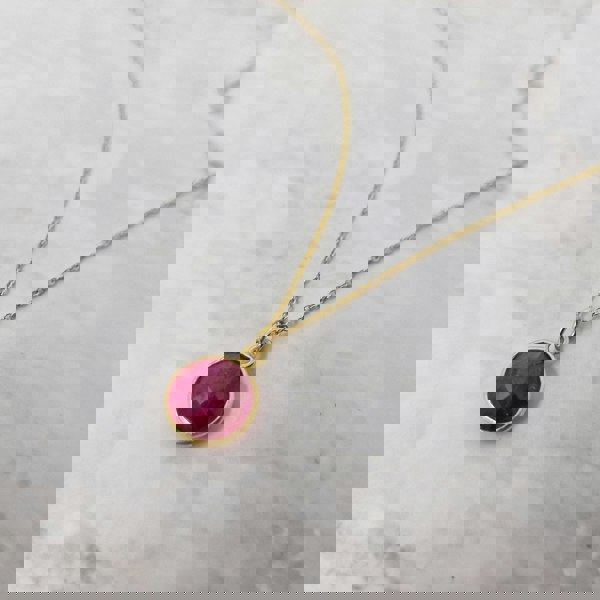 18ct Gold Vermeil Plated Round Ruby Necklace