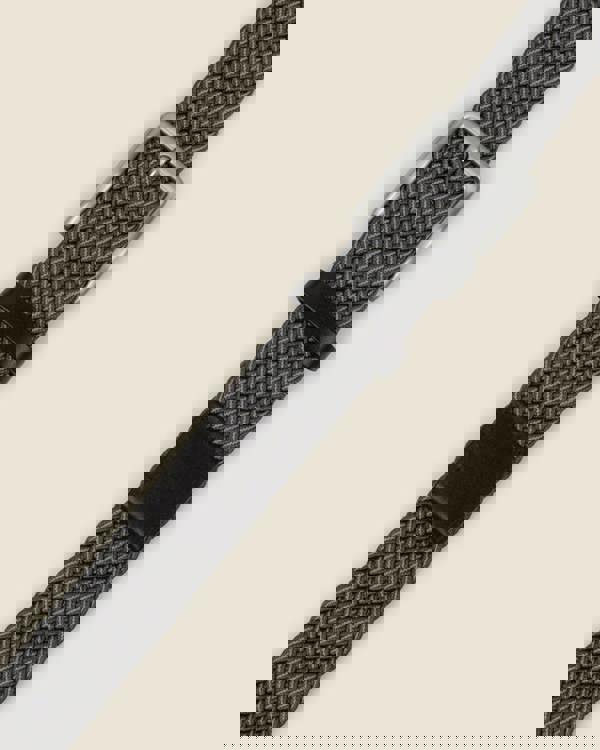 Larsson & Co Grey & White Stitch Detail Woven Casual Stretch Belt