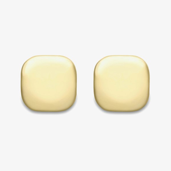 T. H. Baker 9ct Yellow Gold Satin Brushed Squared-Cushion Stud Earrings ER423