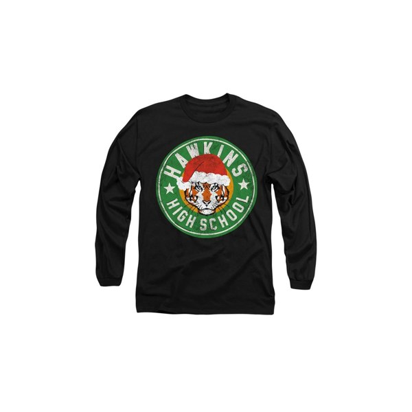 Stranger Things Unisex Adult Hawkins High School Christmas Logo T-Shirt - Black
