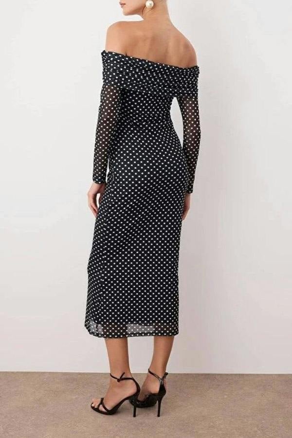 WOVCOR Polka Dot Lined Tulle Dress