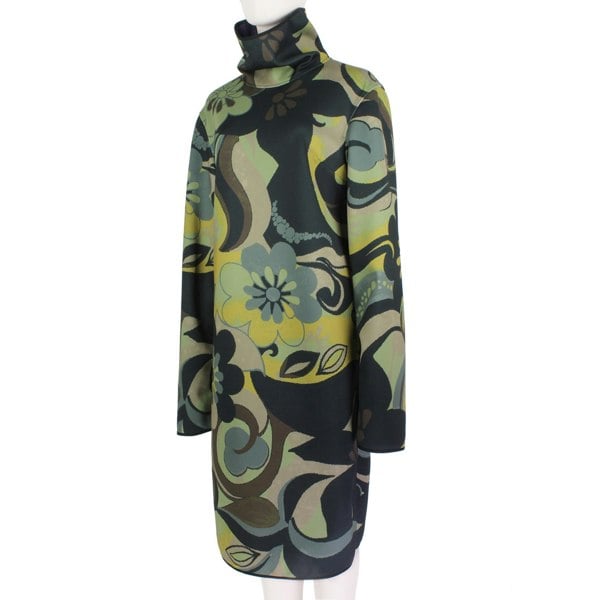 Dries Van Noten retro floral patterned funnel neck dress