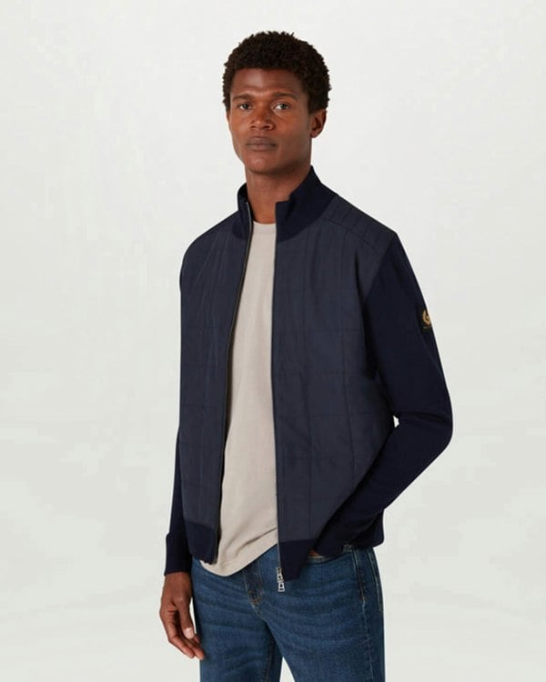 Belstaff Kelbrook Mens Merino Wool Zip Cardigan - Dark Ink