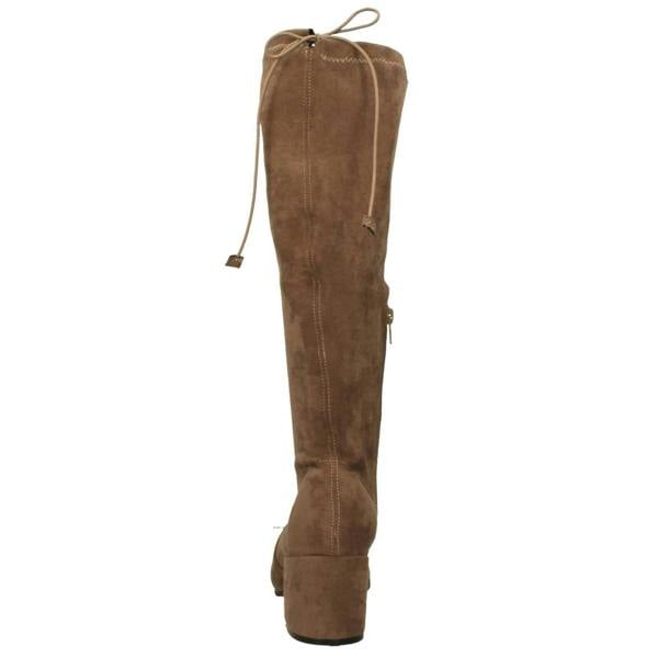 Spot On Ladies Spot On Mid Block Heel High Leg Boot with Back Tie and Inside Zip F51246