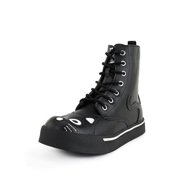 TUK Footwear TUK Women's Kitty Black Vegan Leather Combat Sneaker Boots - A6570L