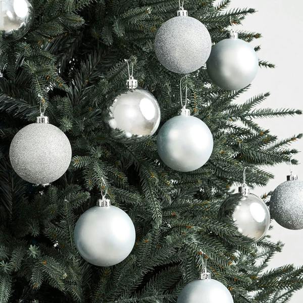 Silver Shatterproof Christmas Baubles Pack Sizes 9 or 18, 5cm Tree Decorations image 3